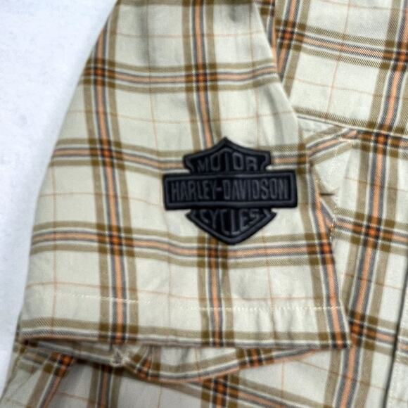 Motorclothes Harley davidson Shirt Mens Large Brown Plaid Short Sleeve - Picture 10 of 10
